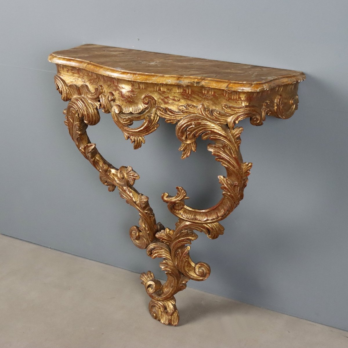 Early 20th-century Italian Rococo-style Teardrop Console Table-photo-8