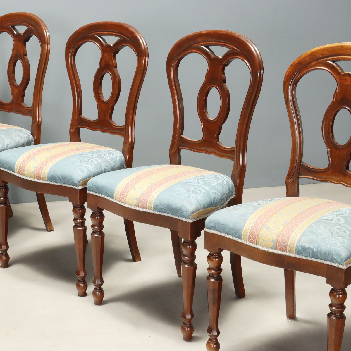 Walnut Chairs With Open-back Design, Italy, Mid-19th Century-photo-2