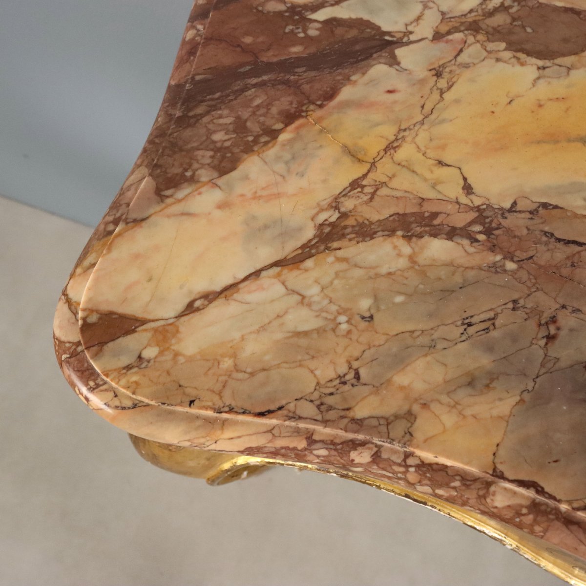 Console en Bois Doré avec Plateau en Marbre - Italie XIXe Siècle-photo-4