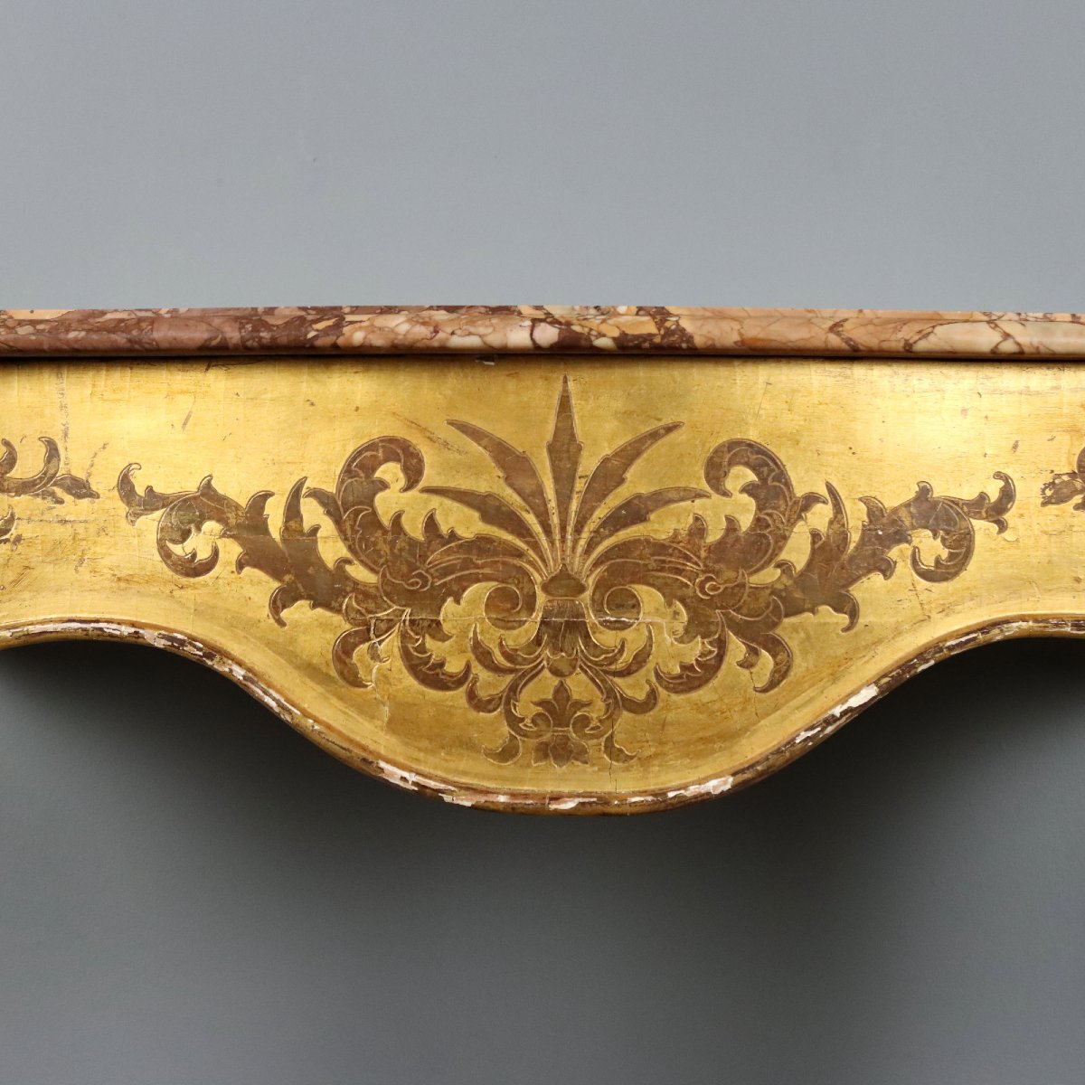 Console en Bois Doré avec Plateau en Marbre - Italie XIXe Siècle-photo-7