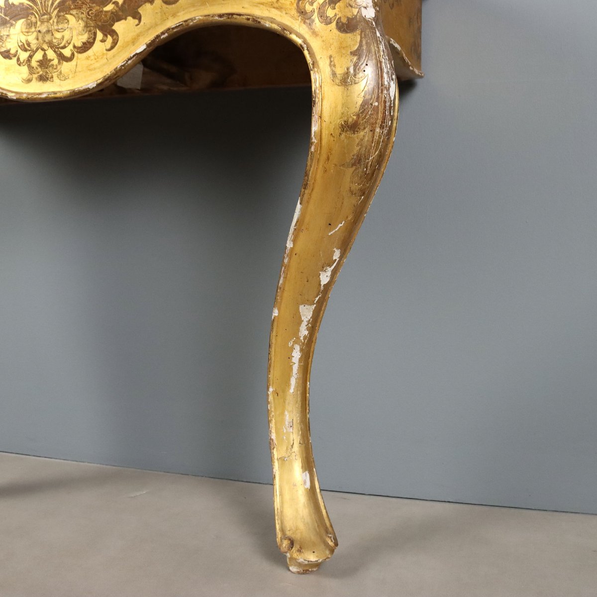 Console en Bois Doré avec Plateau en Marbre - Italie XIXe Siècle-photo-8
