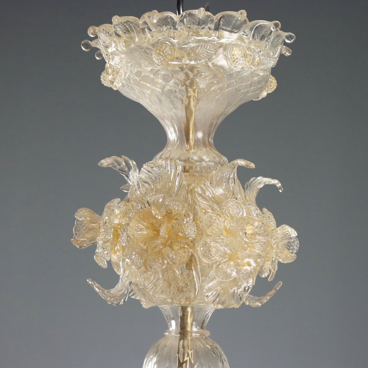 Lustre Vénitien Ancien Verre Soufflé de Murano Italie XIXe Siècle-photo-3