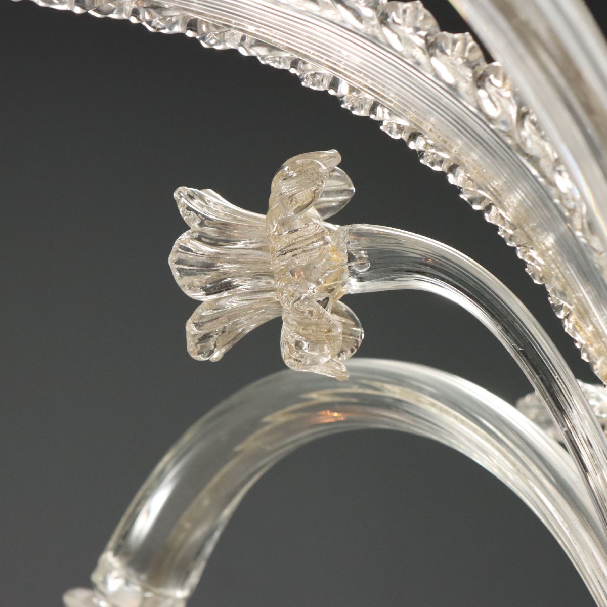 Venetian Blown Glass Chandelier With Golden Hues, Murano, Late 19th Century-photo-1
