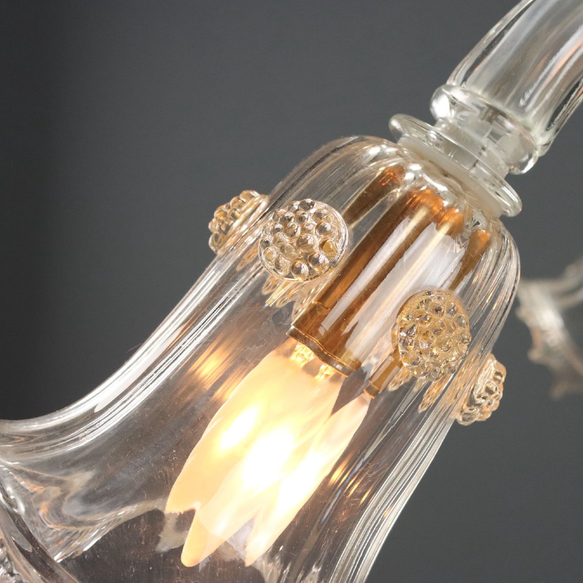 Venetian Blown Glass Chandelier With Golden Hues, Murano, Late 19th Century-photo-4
