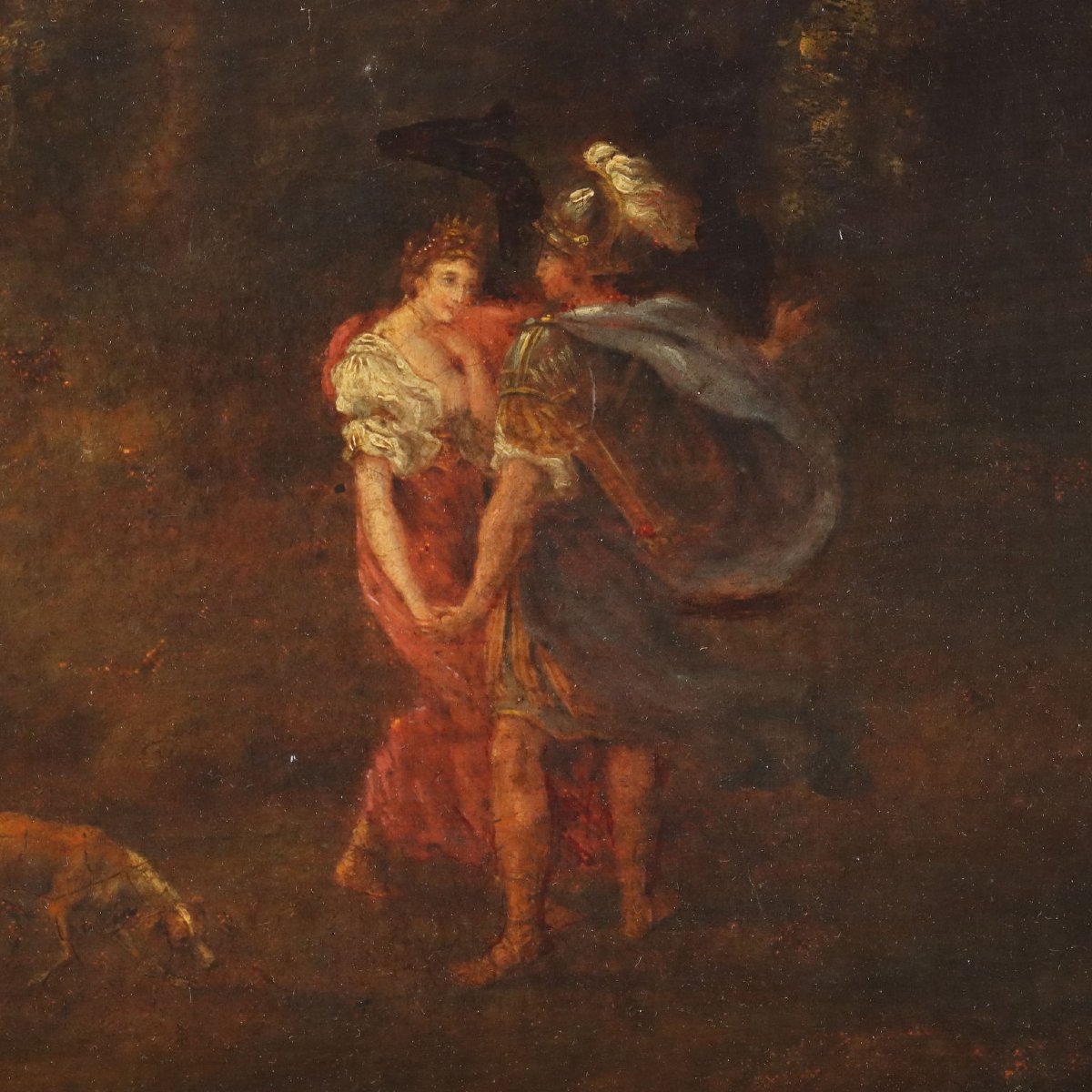 Tableau Ancien Paysage avec Figures Huile sur Toile France XVIIIe Siècle-photo-1