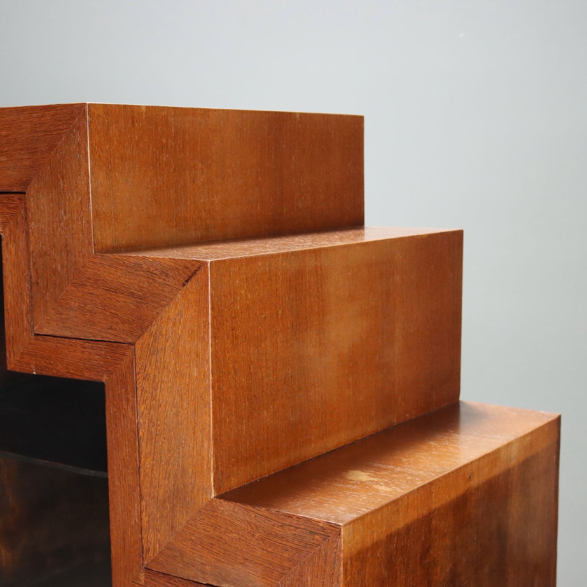 Vintage Display Cabinet Exotic Wood Design Italy 1980s-photo-4