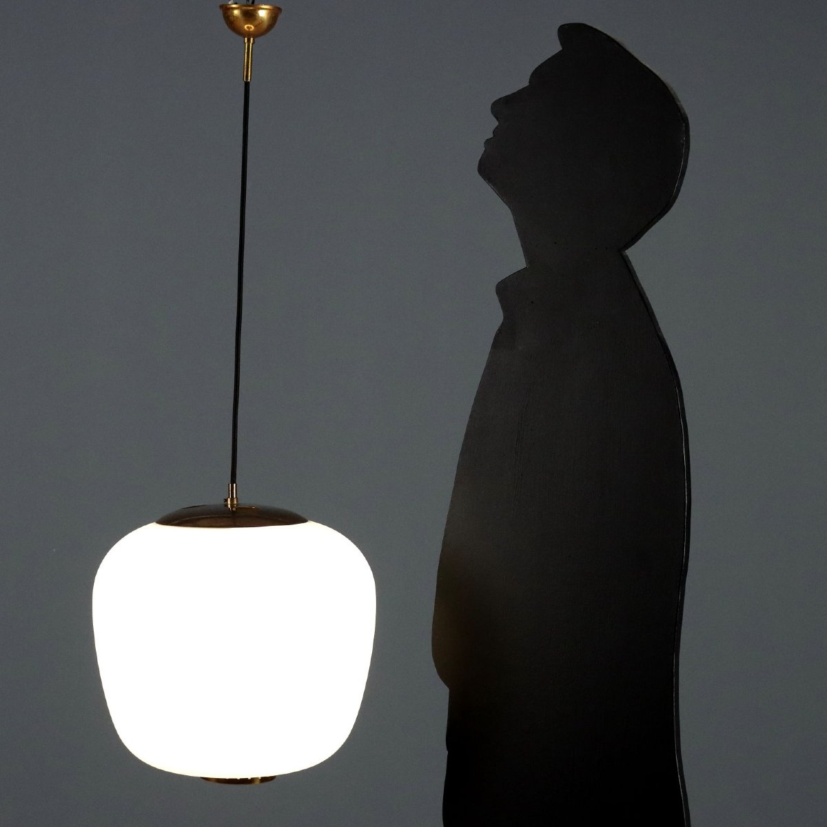Lampe Stilnovo Vintage Verre Opalin Métal Design Années 1960 Originale-photo-2