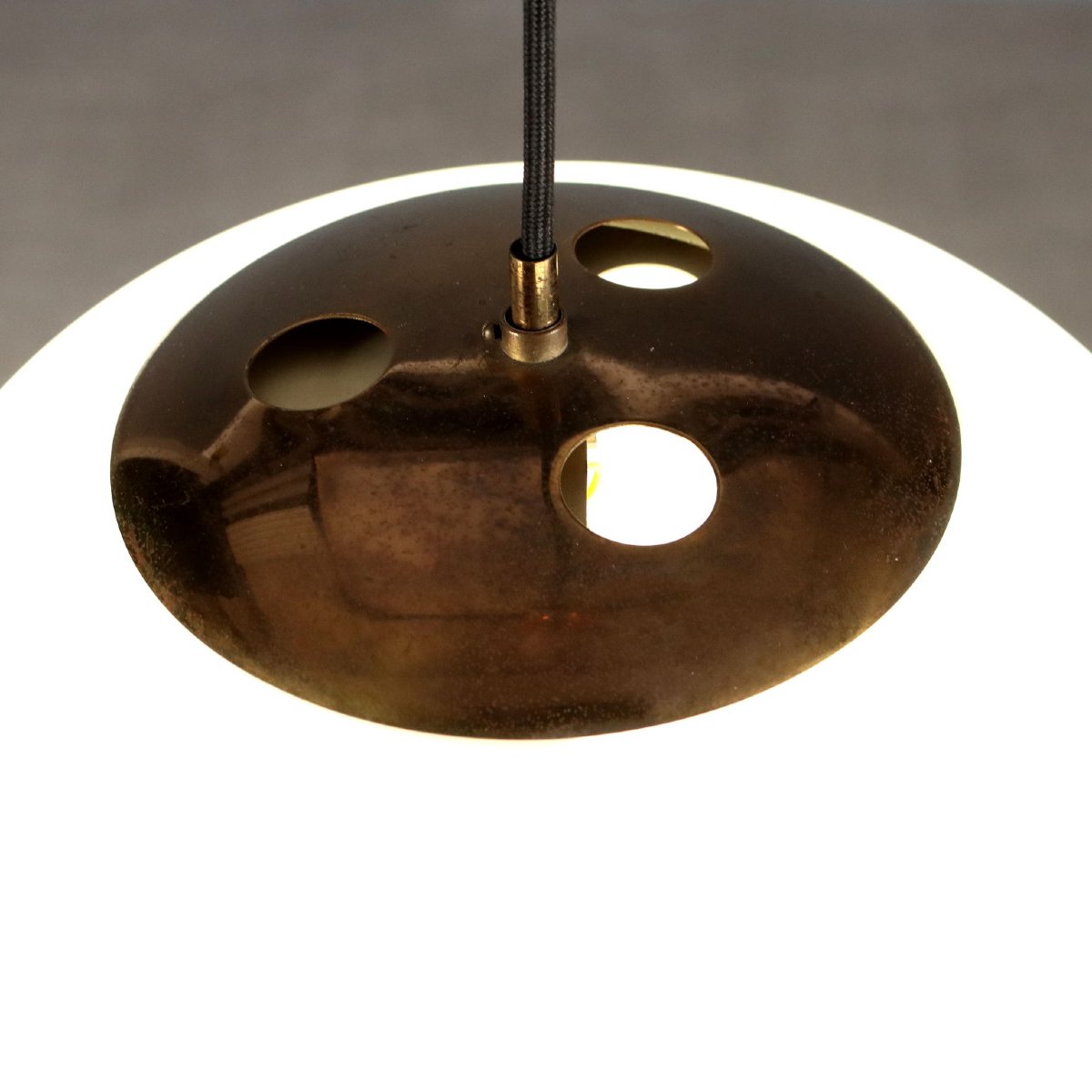 Lampe Stilnovo Vintage Verre Opalin Métal Design Années 1960 Originale-photo-2