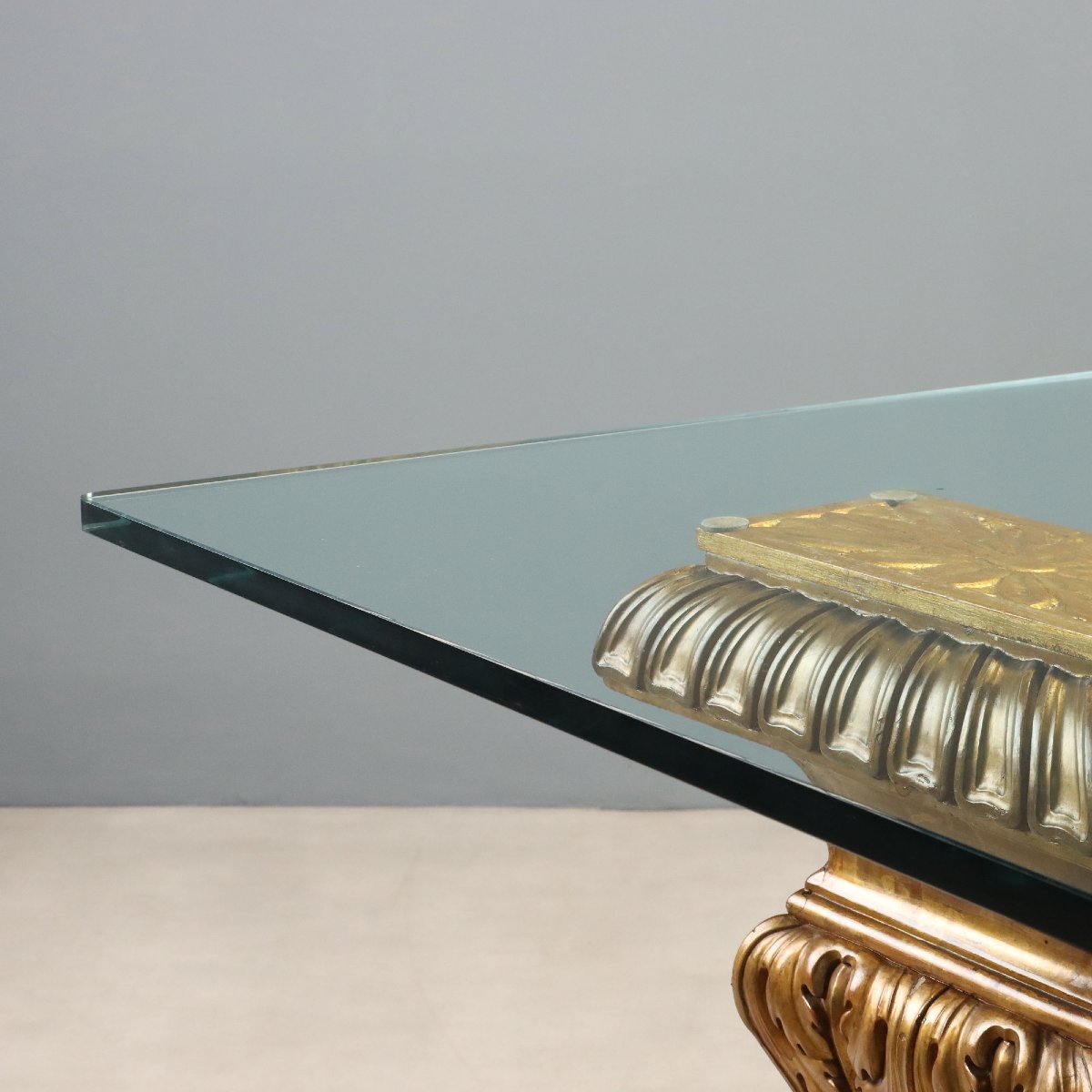 Table avec Base en Bois Sculpté et Doré - Italie XXe Siècle-photo-4