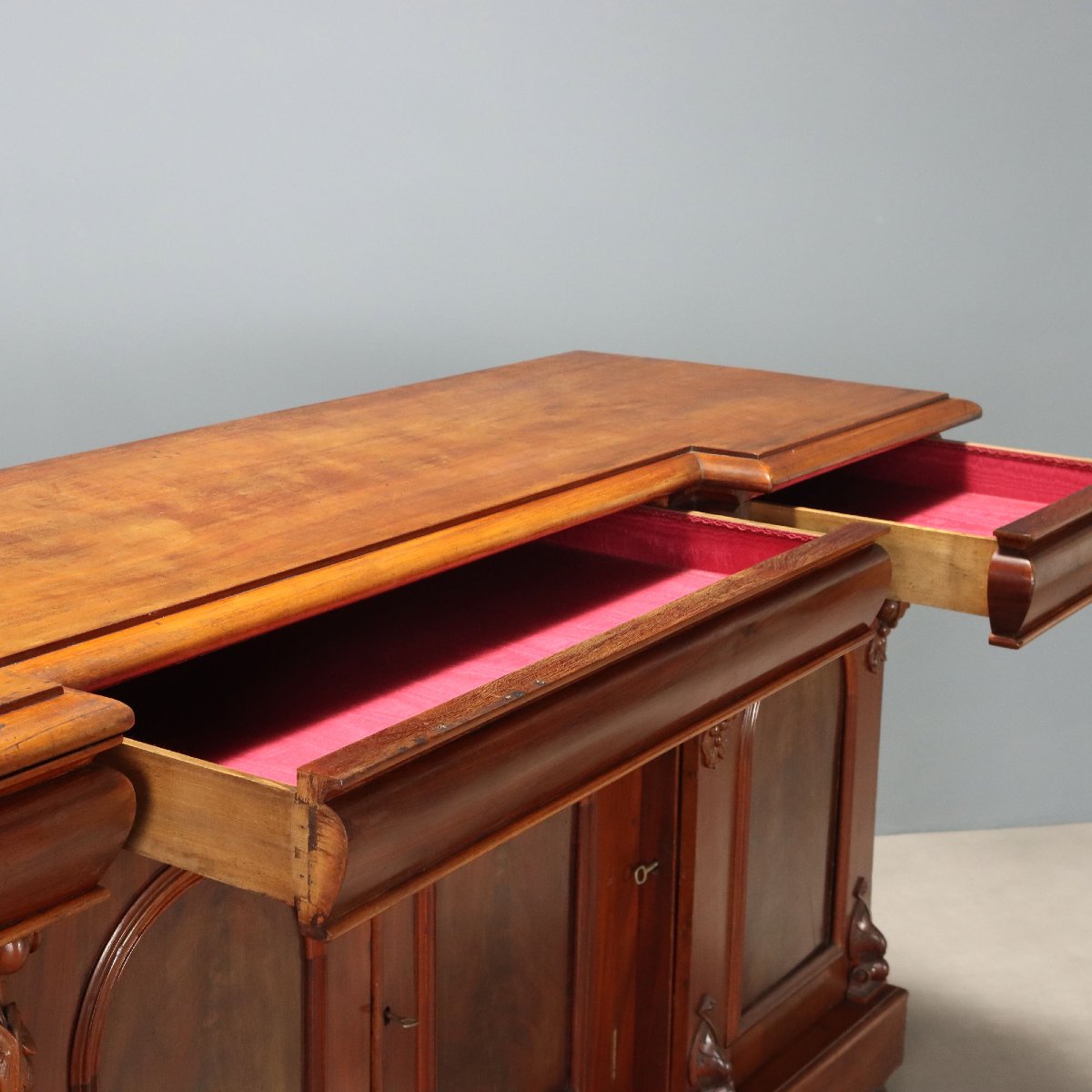 Victorian Mahogany Carved Sideboard, England, Late 19th Century-photo-1