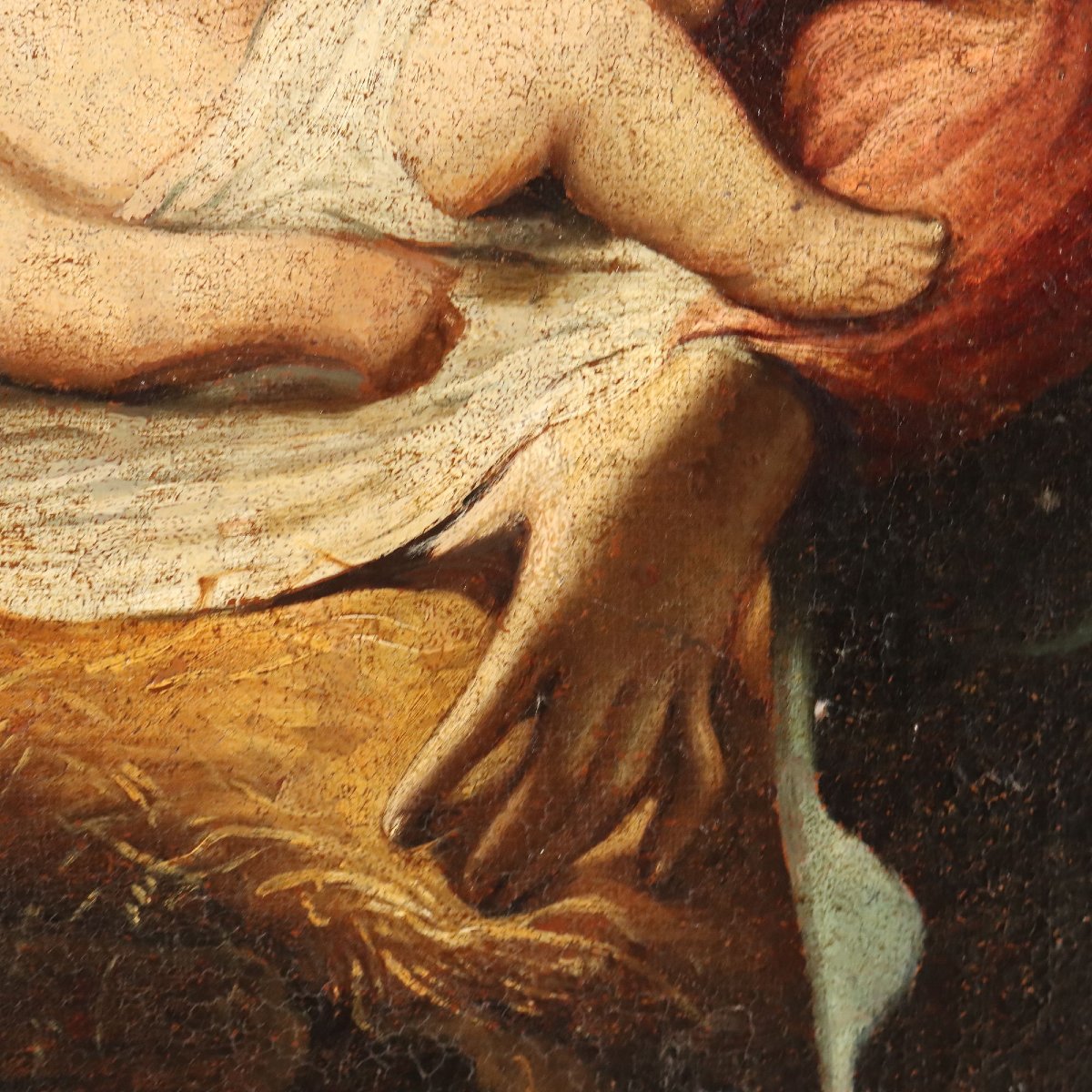 Antique Painting Nativity Oil On Canvas Italy Early XVIII Century Original-photo-3