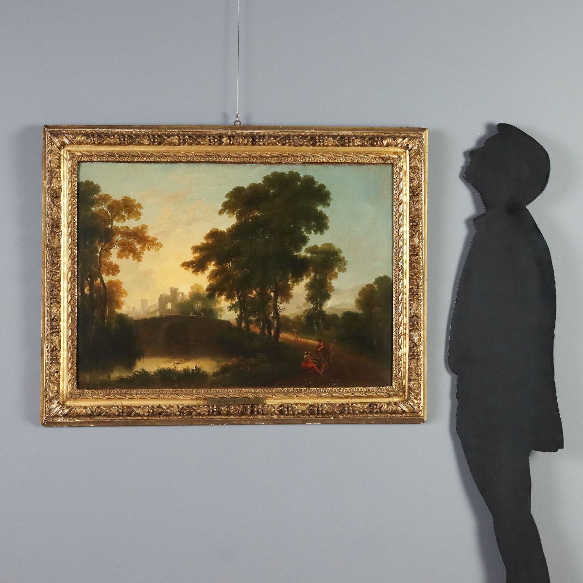Antique Painting Landscape With Figures Oil On Canvas Netherlands '700-photo-2