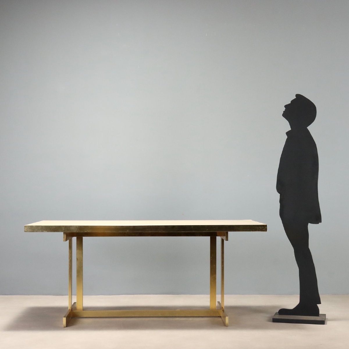 Table Vintage Mario Sabot Laiton Laminé Italie Années 1980 Originale-photo-2