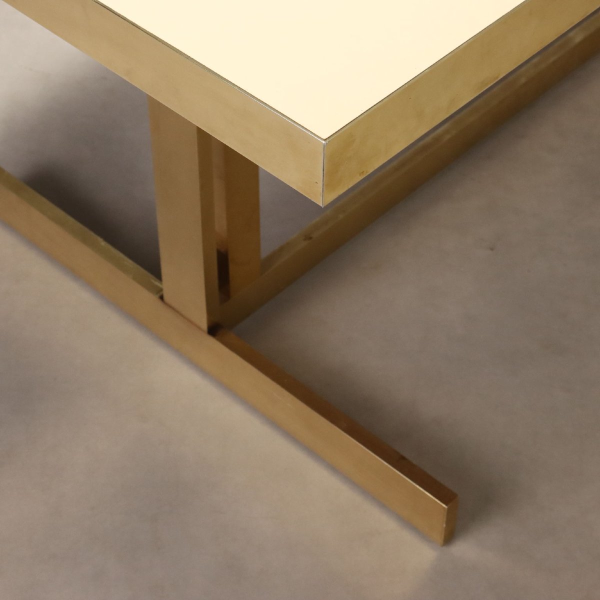 Table Vintage Mario Sabot Laiton Laminé Italie Années 1980 Originale-photo-2