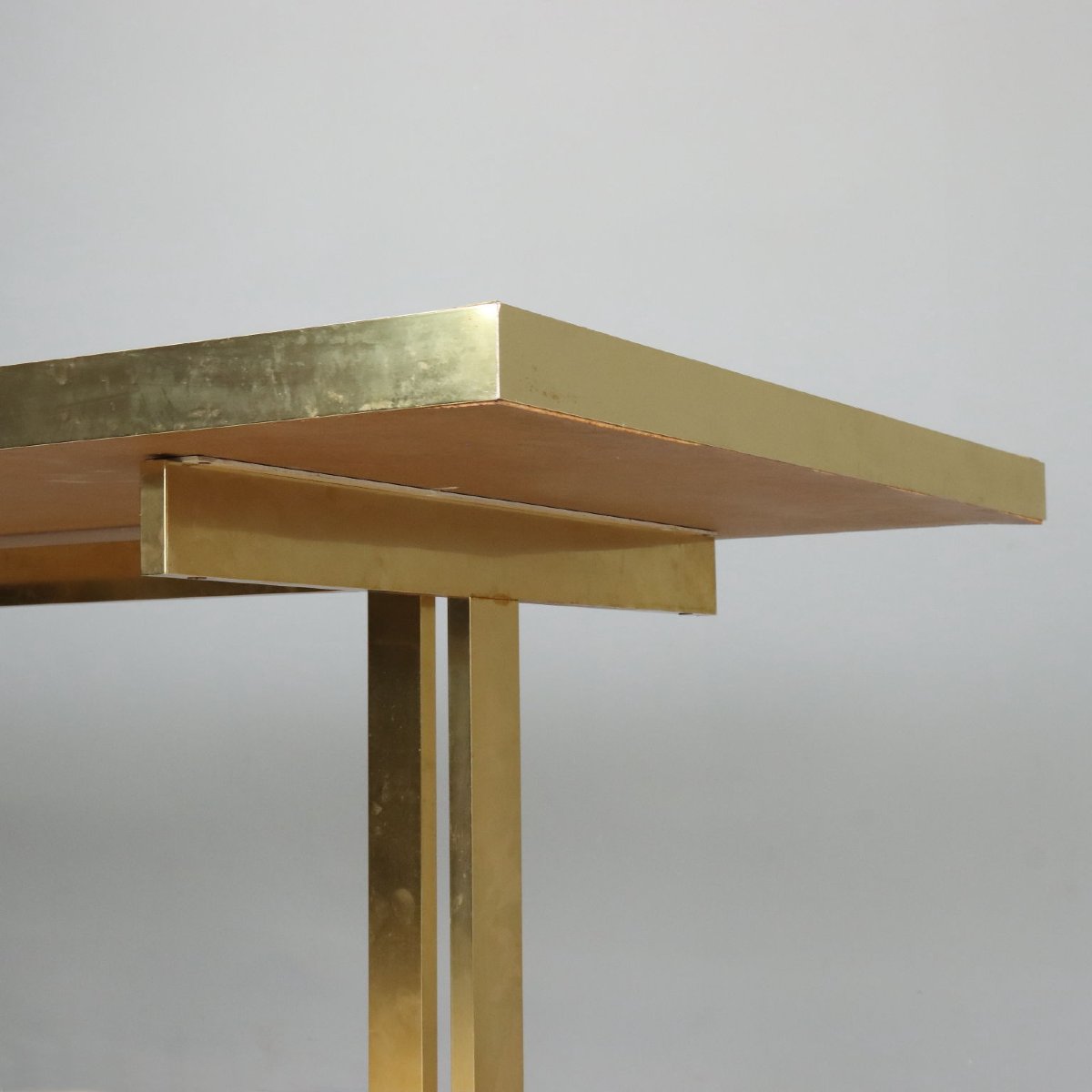 Table Vintage Mario Sabot Laiton Laminé Italie Années 1980 Originale-photo-3