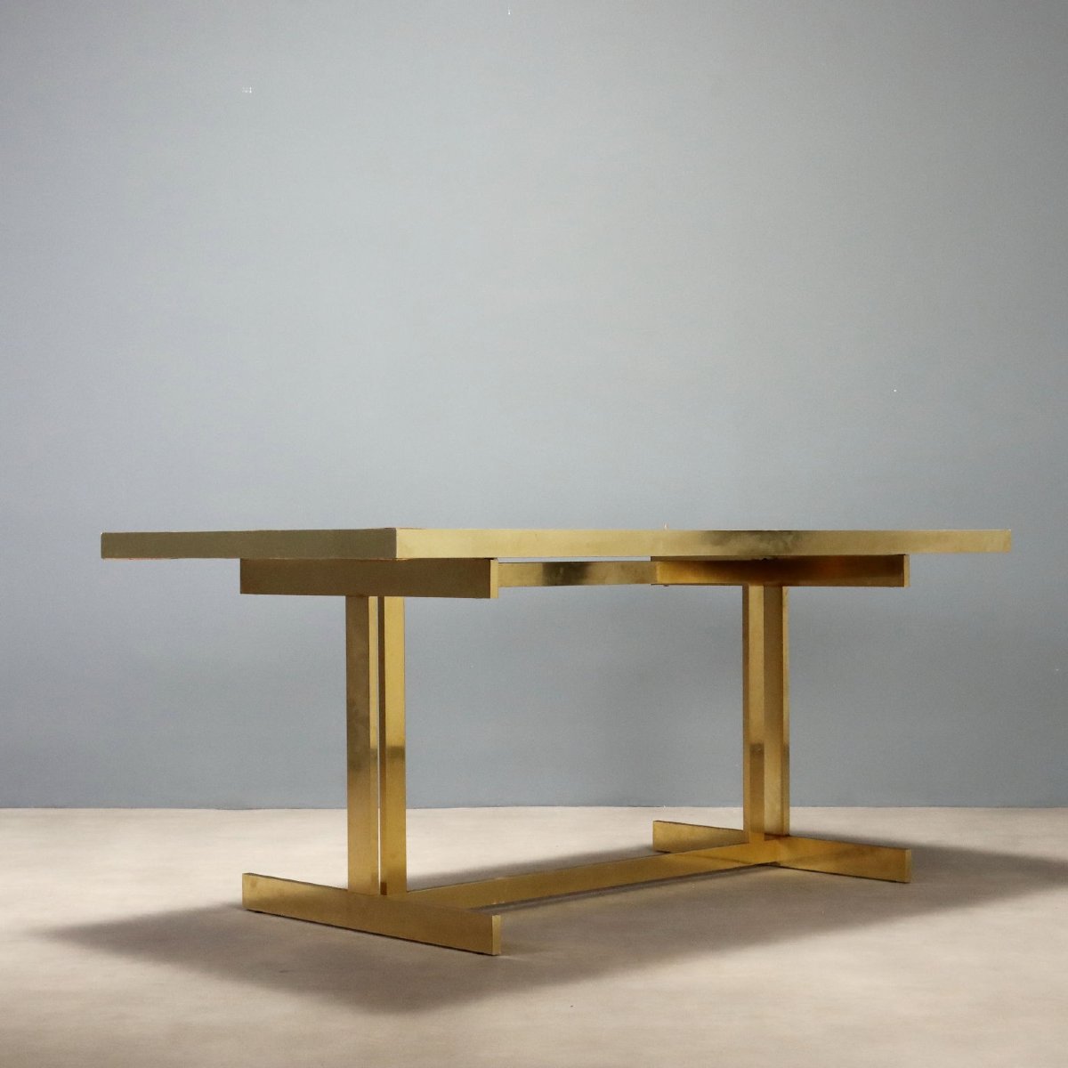 Table Vintage Mario Sabot Laiton Laminé Italie Années 1980 Originale-photo-5