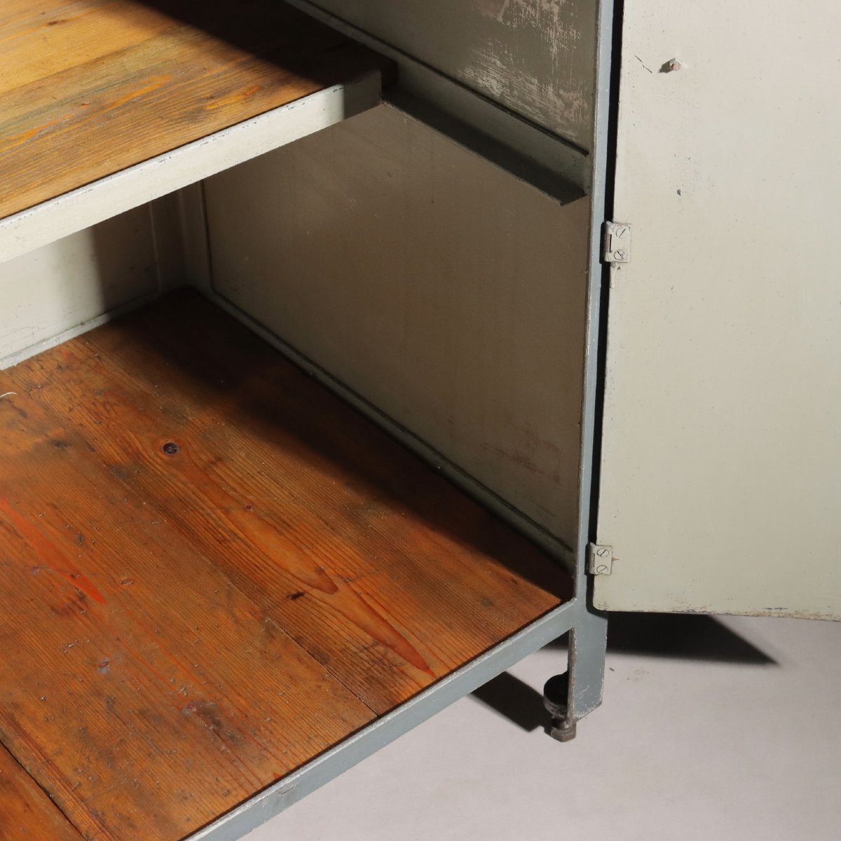 Vintage Industrial Cabinet Design Wood Metal Italy 1960s Original-photo-5