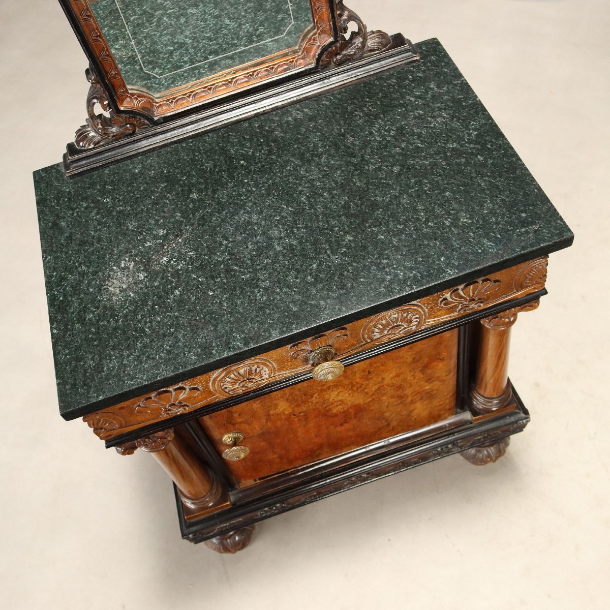 Paire de Tables de Nuit en Noyer et Loupe de Noyer Italie du milieu du XXe siècle-photo-4
