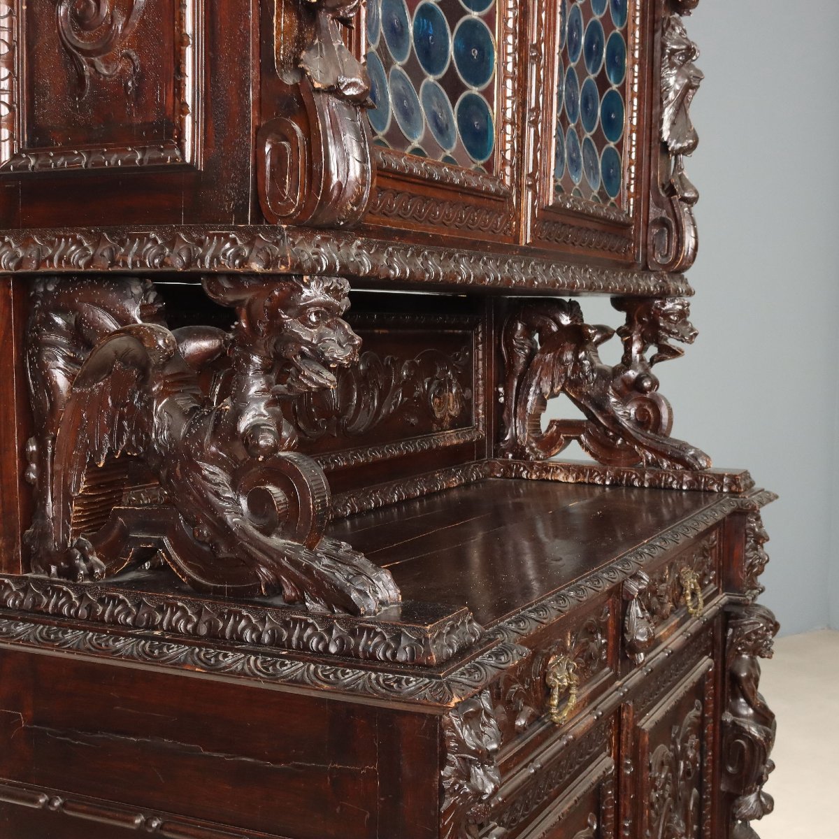 Buffet Néo-Baroque en Noyer - Italie XIXe Siècle-photo-3