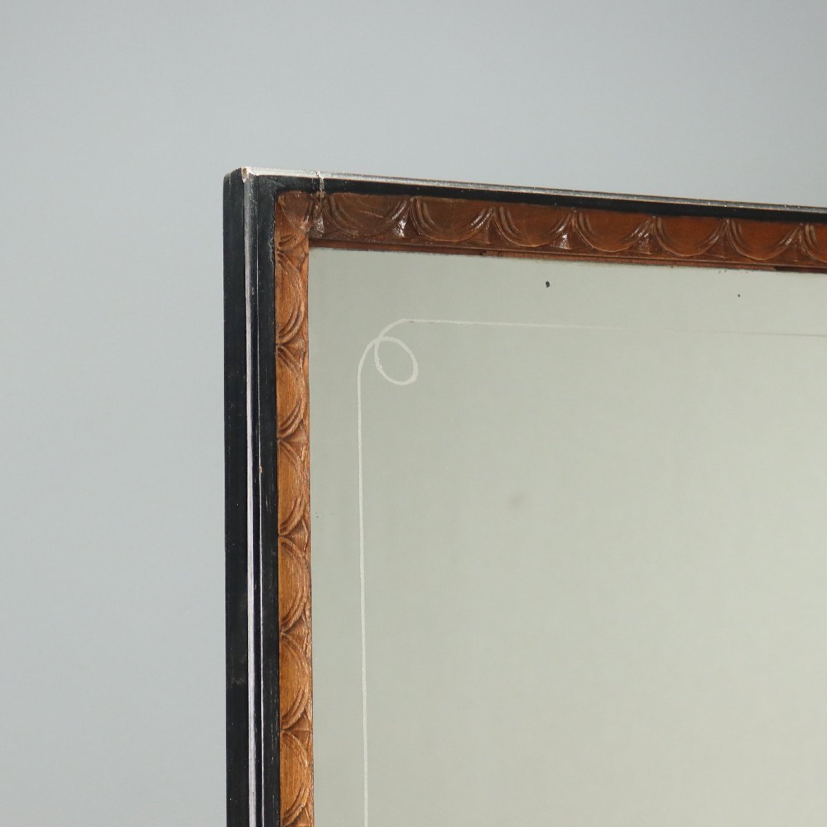 Mid-20th-century Italian Console Table With Mirror In Walnut And Green Serpentine Marble-photo-5