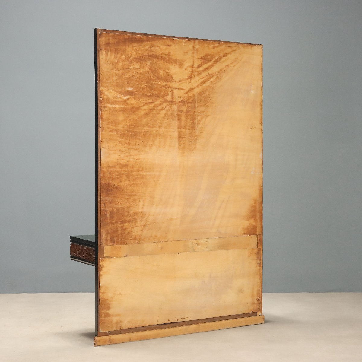 Mid-20th-century Italian Console Table With Mirror In Walnut And Green Serpentine Marble-photo-7
