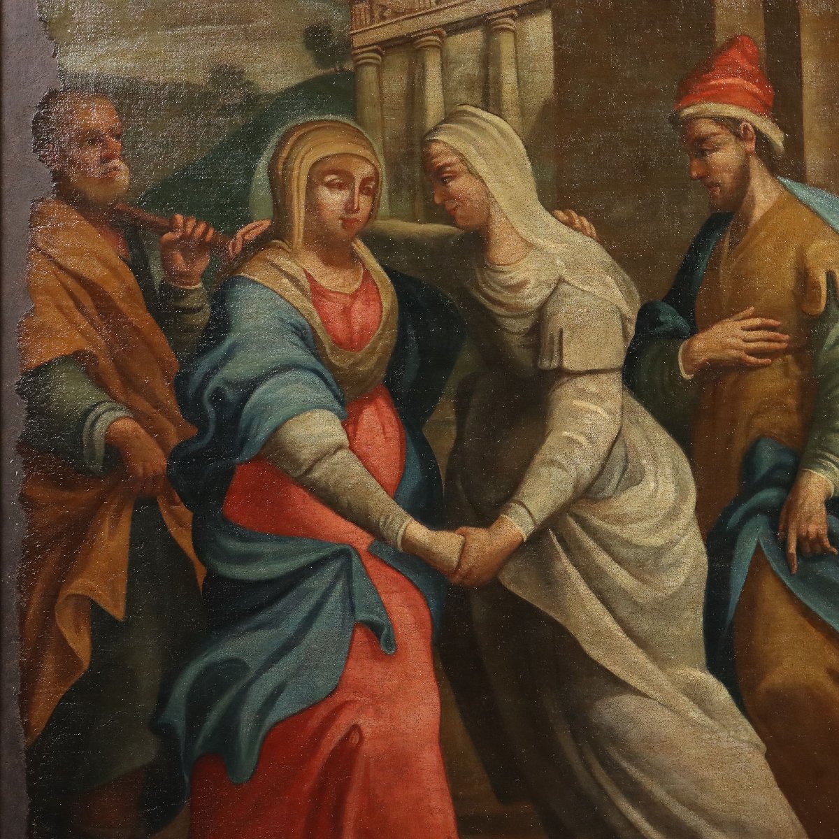 Tableau Ancien Sujét Sacré Huile sur Toile Italie XVIIe-XVIIIe Siècle-photo-3