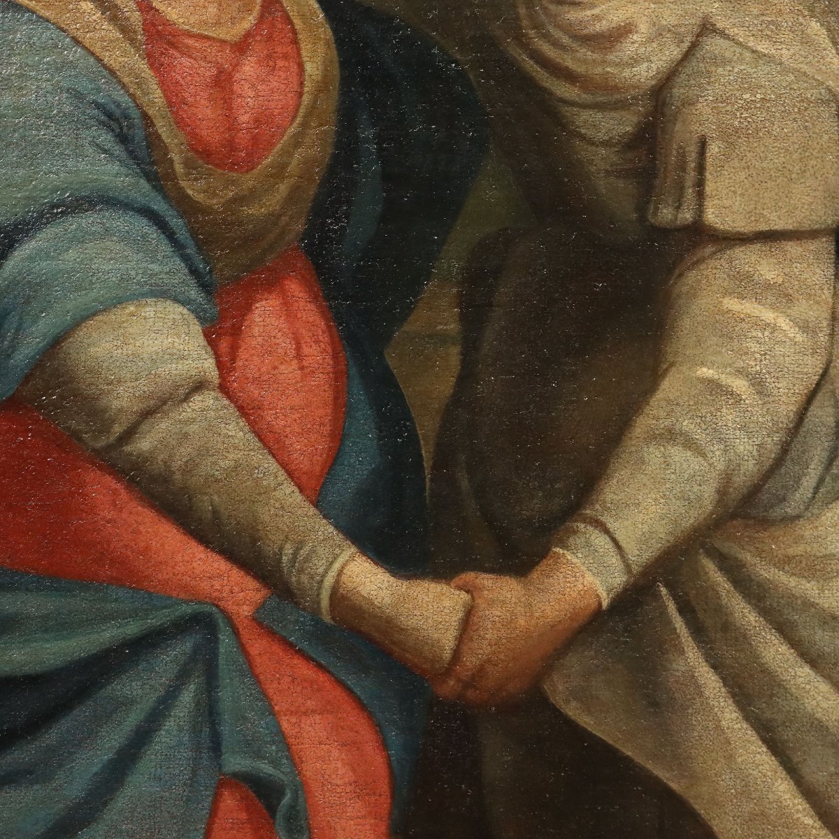 Tableau Ancien Sujét Sacré Huile sur Toile Italie XVIIe-XVIIIe Siècle-photo-1
