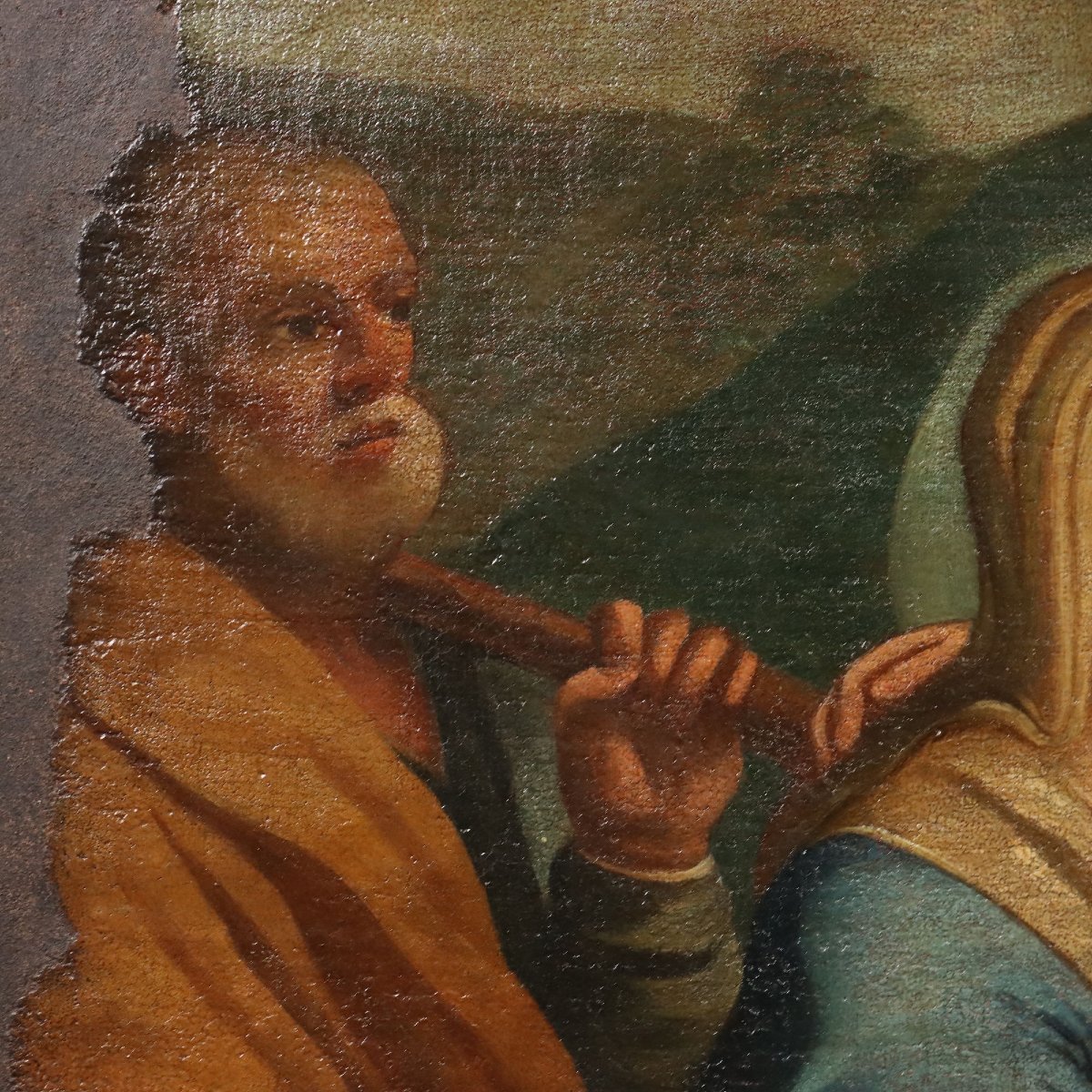 Tableau Ancien Sujét Sacré Huile sur Toile Italie XVIIe-XVIIIe Siècle-photo-2