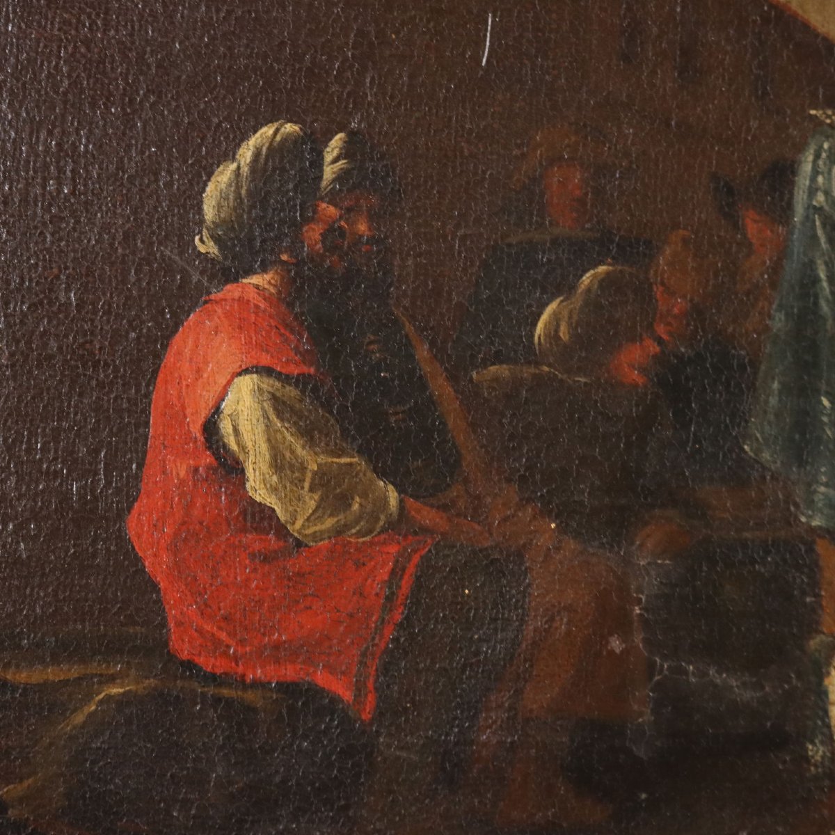 Tableau Ancien Vie Populaire Huile sur Toile Italie XVIIIe Siècle Original-photo-4