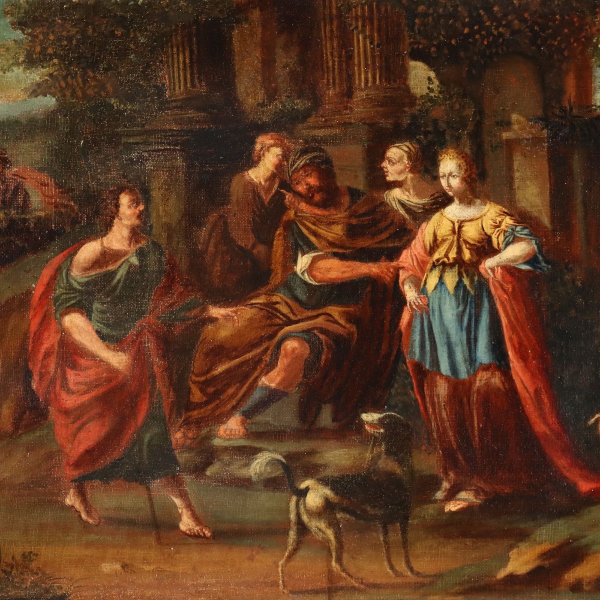 Tableau Ancien Sujét Sacré Huile sur Toile Italie XVIIe Siècle Original-photo-3