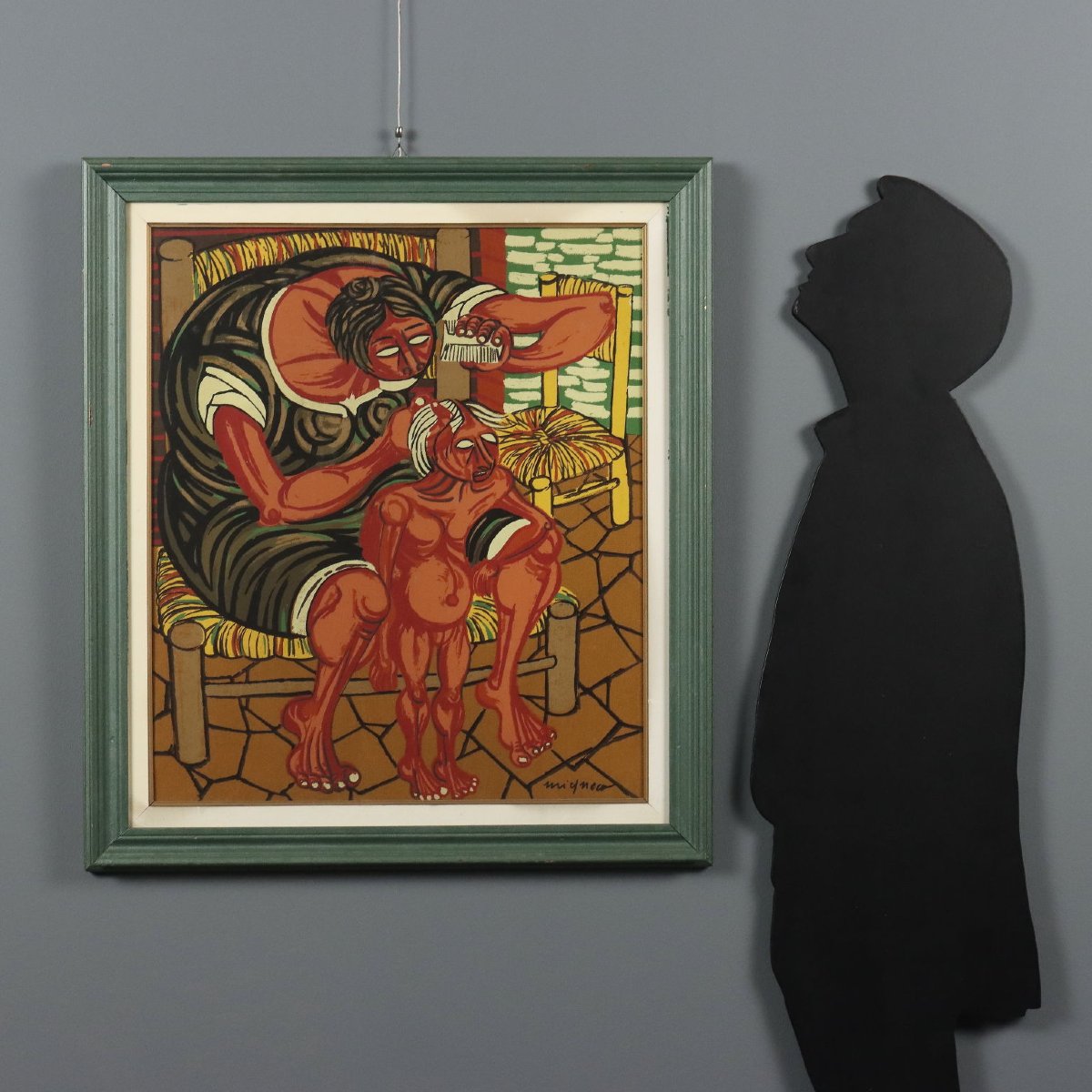 Mother With Child Giuseppe Migneco Contemporary Painting XX Century Framed-photo-2