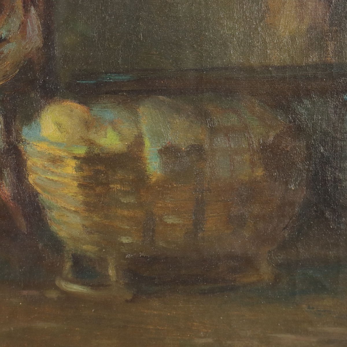 G. Solenghi Antique Painting Interior With Figures Oil On Canvas 1917-photo-3