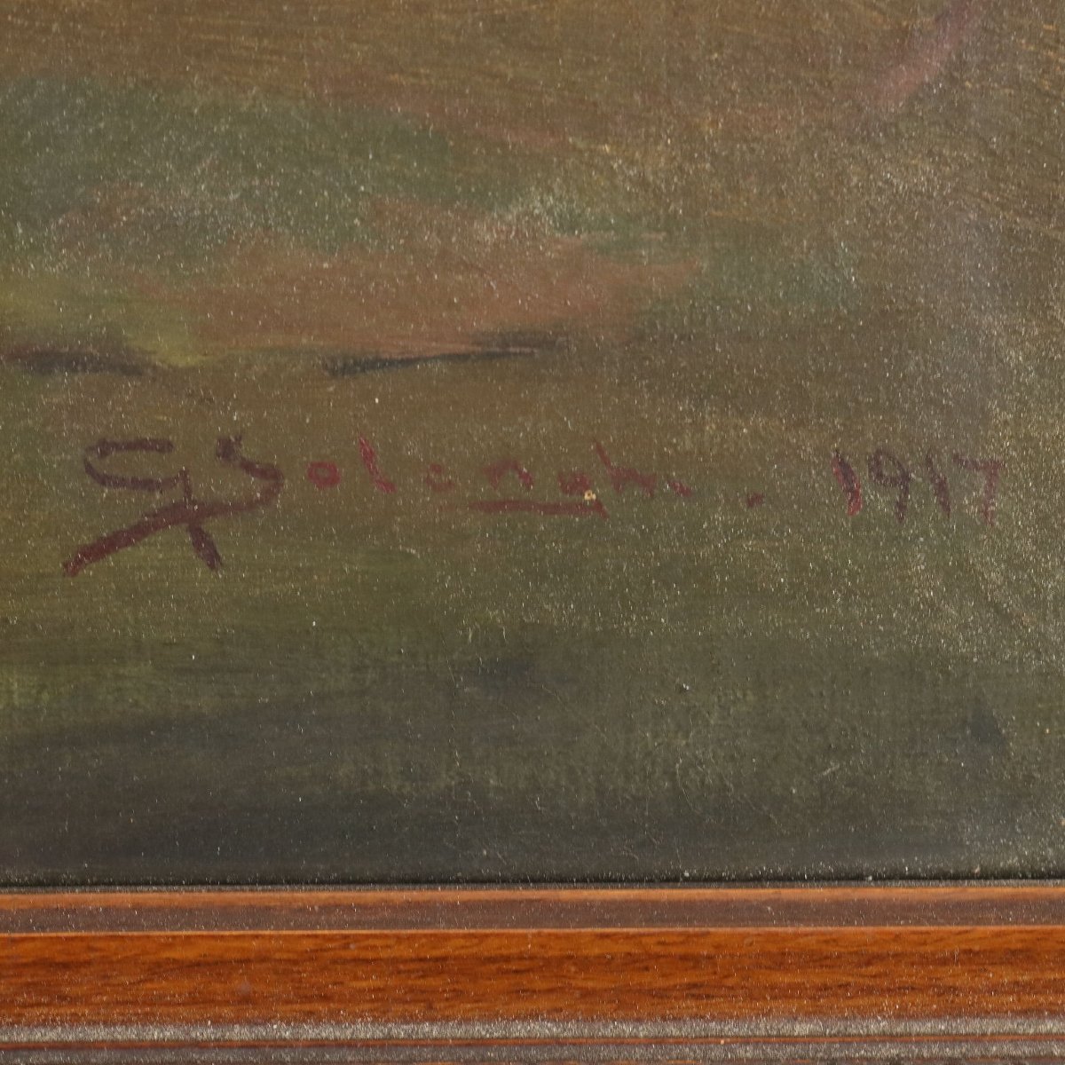 G. Solenghi Antique Painting Interior With Figures Oil On Canvas 1917-photo-4