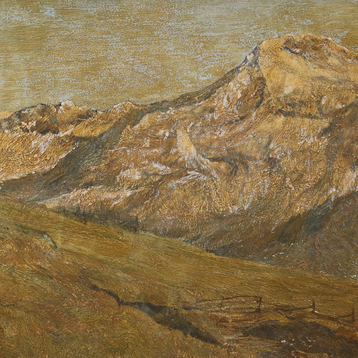 Modern Painting Signed G. Federici Mountain Landscape Oil On Canvas-photo-1
