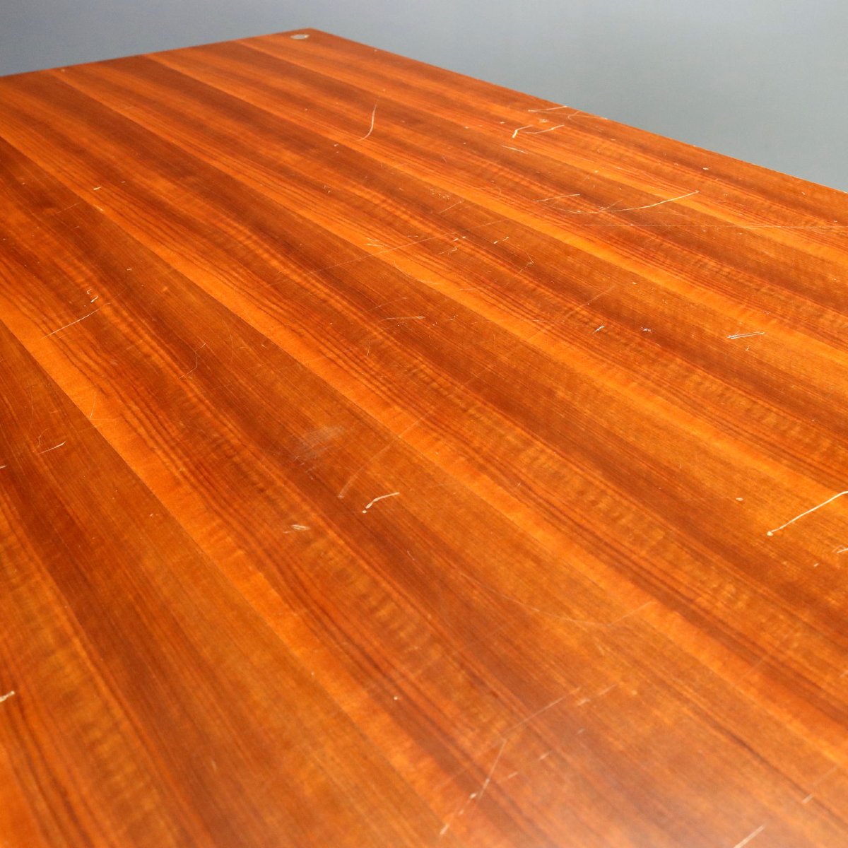 Table Vintage Hêtre Acajou Aluminium Design Italie Années 1960 Originale-photo-3
