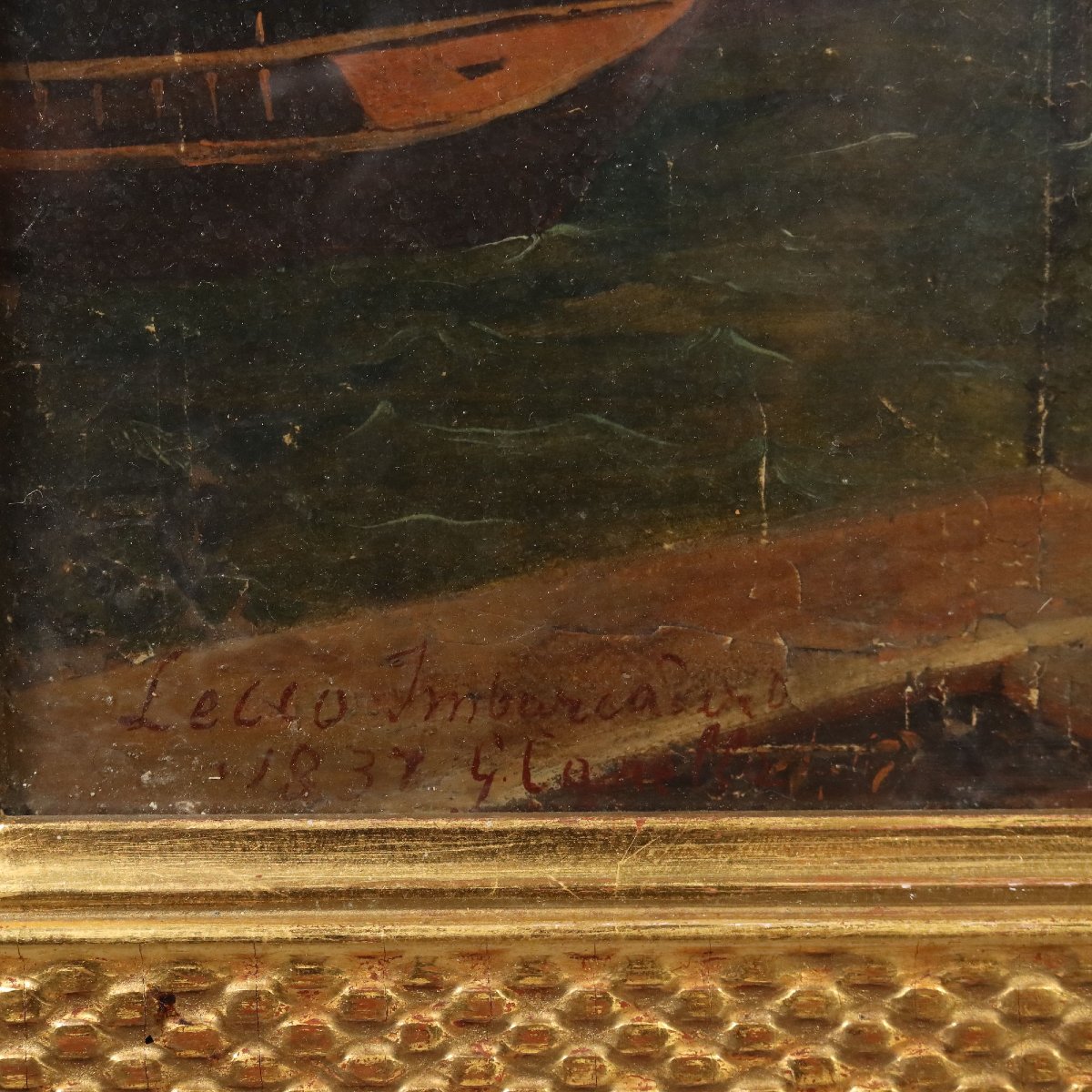 Antique Painting Signed Giuseppe Canella Lecco Pier 1837-photo-8
