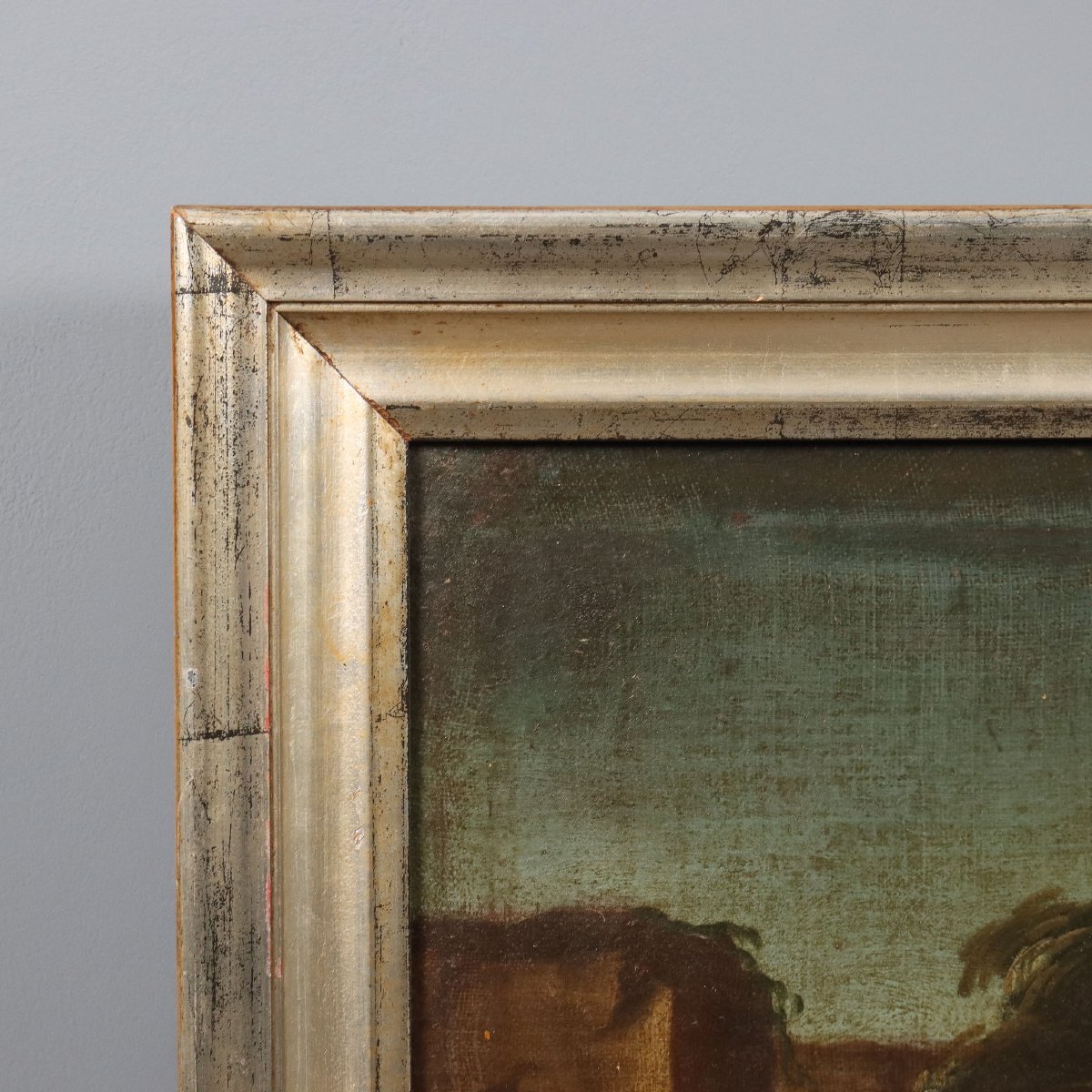 Antique Painting Landscape With Shepherds And Herds XVIII Century-photo-4