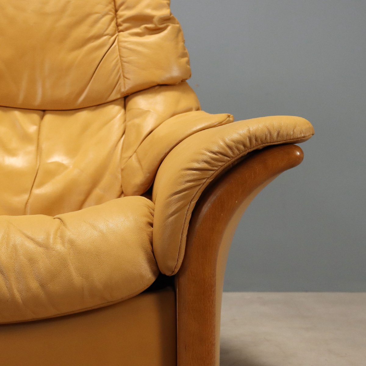 Vintage Ekornes Sofa Two-seater Leather Design Norway 1980s Original-photo-4