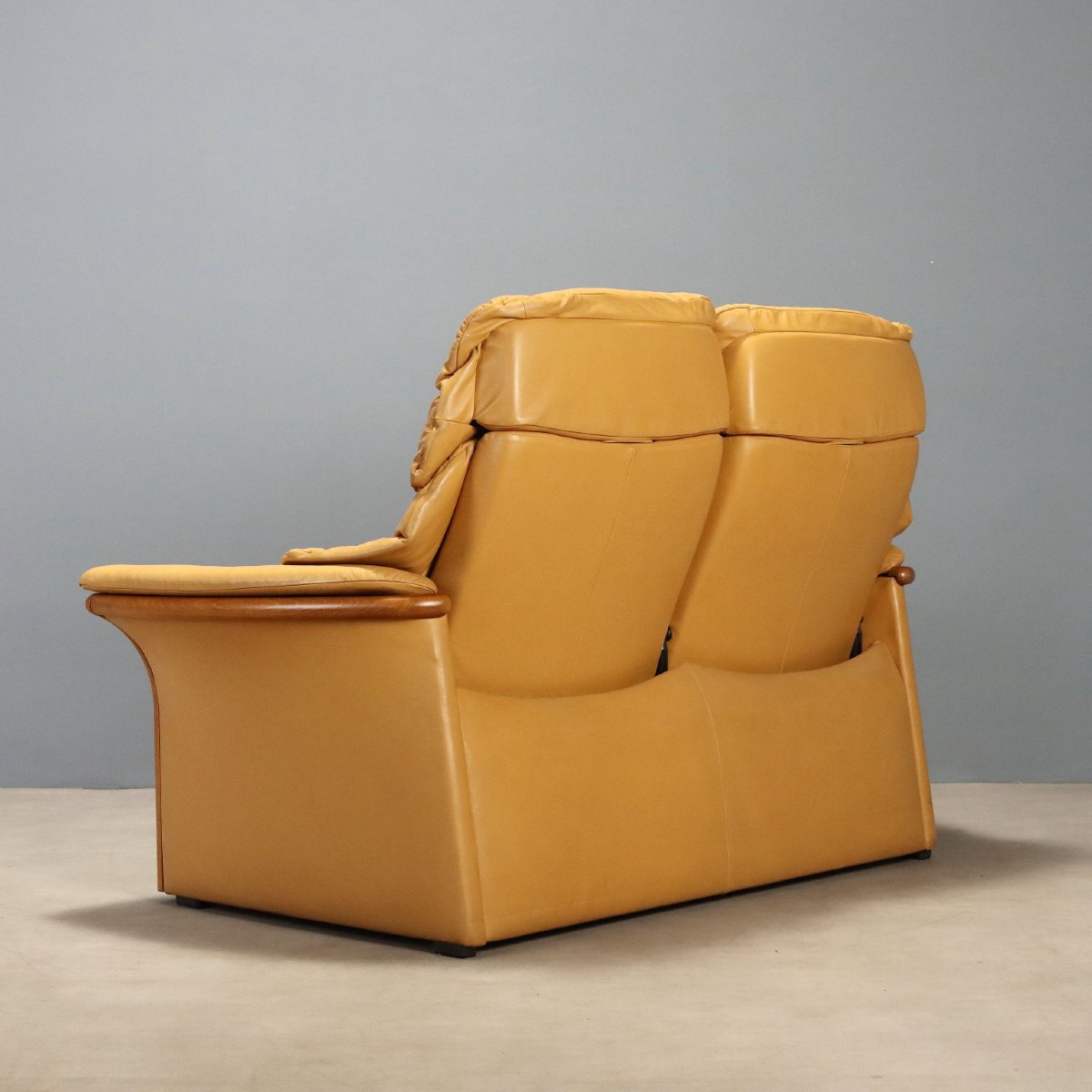 Vintage Ekornes Sofa Two-seater Leather Design Norway 1980s Original-photo-8