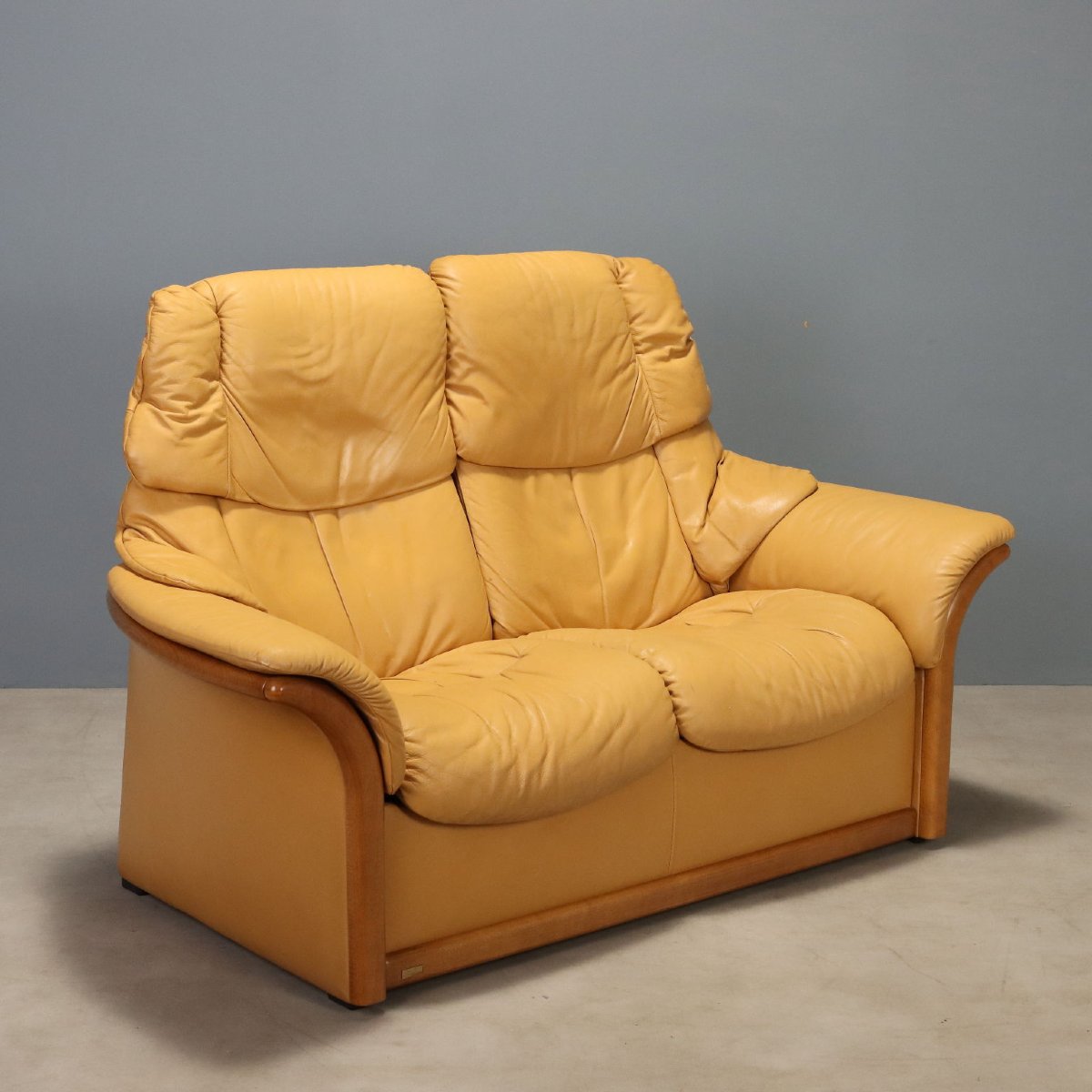 Vintage Ekornes Sofa Two-seater Leather Design Norway 1980s Original
