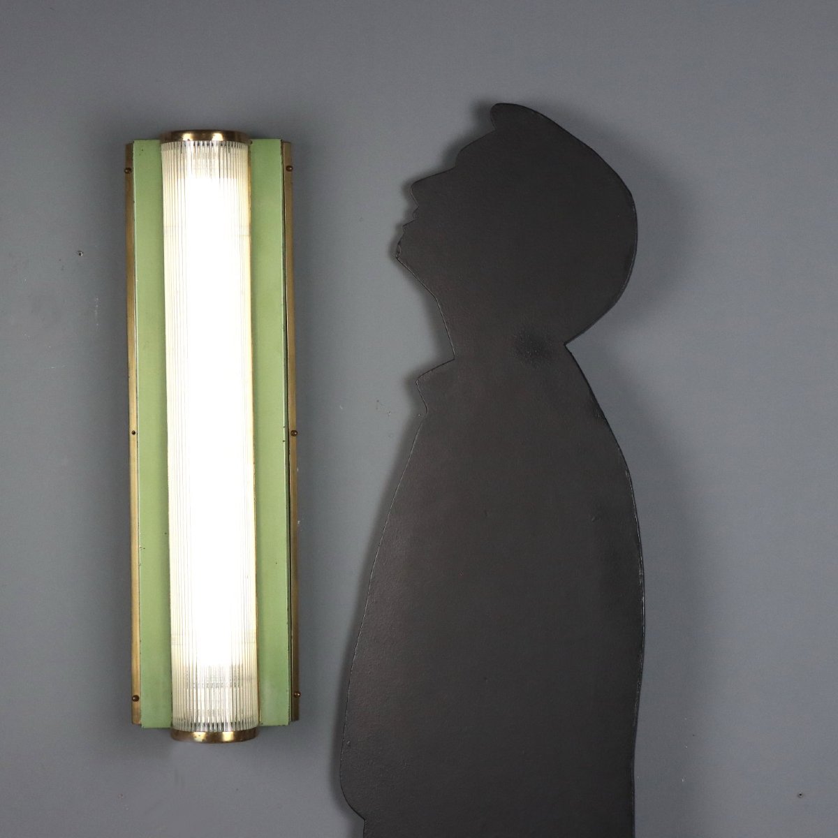 Vintage Wall Lamp Brass Glass Design Italy 1940s-1950s Originals-photo-2