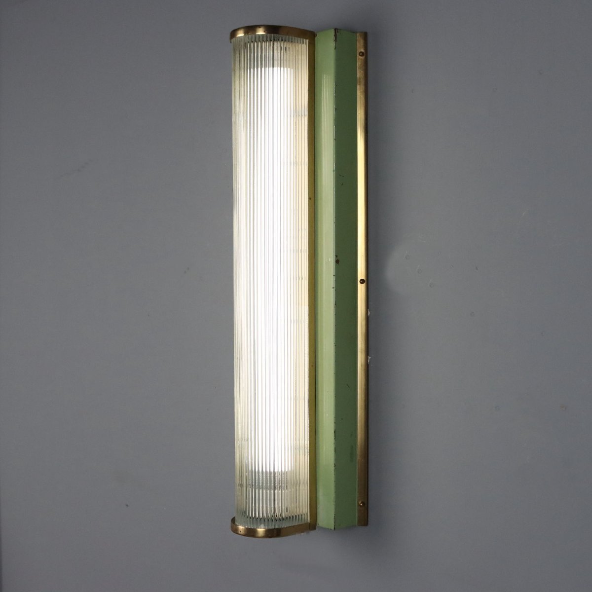 Vintage Wall Lamp Brass Glass Design Italy 1940s-1950s Originals-photo-3