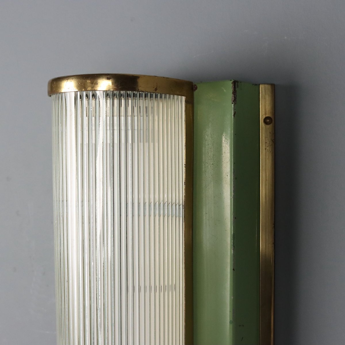 Vintage Wall Lamp Brass Glass Design Italy 1940s-1950s Originals-photo-1