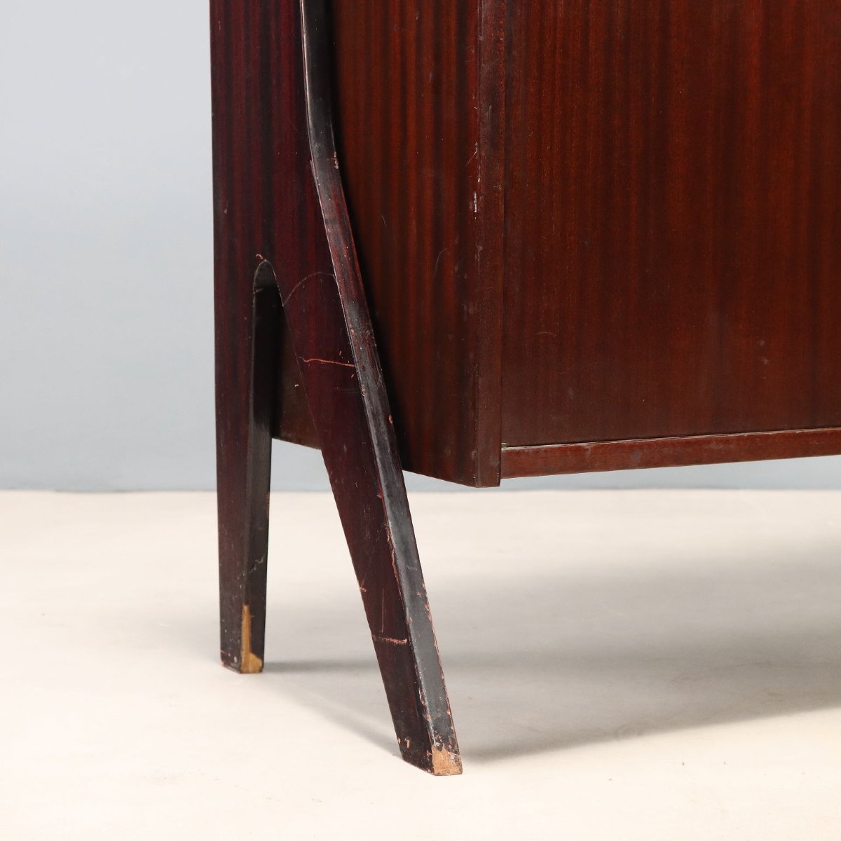 Vintage Bar Cabinet Mahogany Flap Compartment Design 1960s Original-photo-4