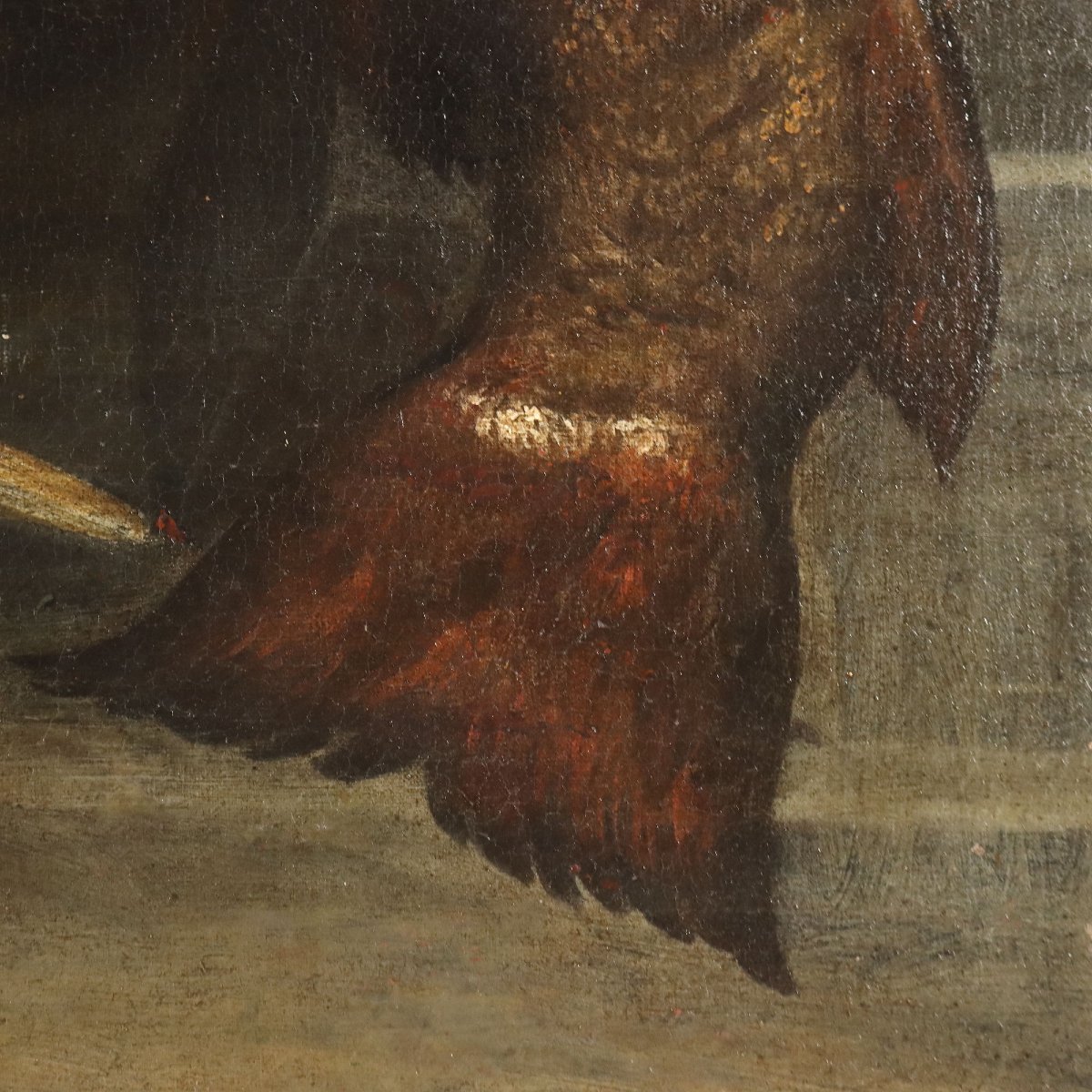Antique Painting Still Life With Fishes And Snails Oil On Canvas '600-photo-4
