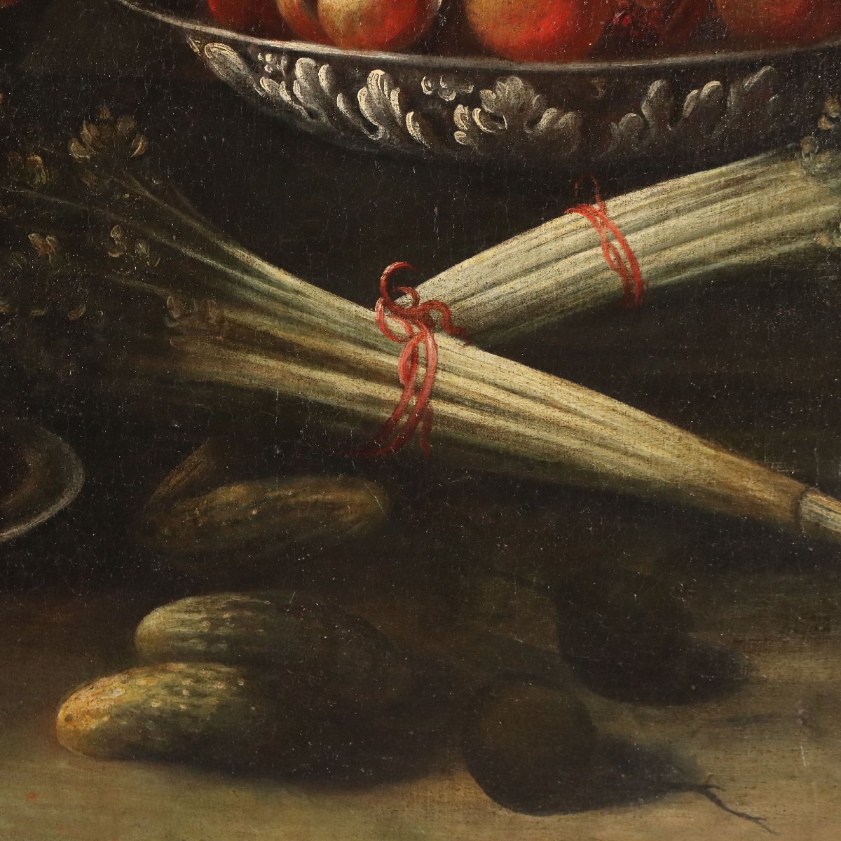 Antique Painting Still Life With Fishes And Snails Oil On Canvas '600-photo-3