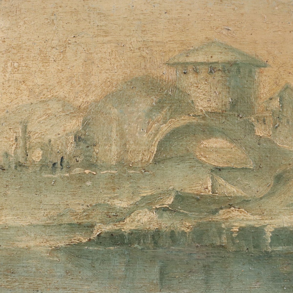 Antique Painting Archictectural Folly Oil On Canvas XVIII Century-photo-4