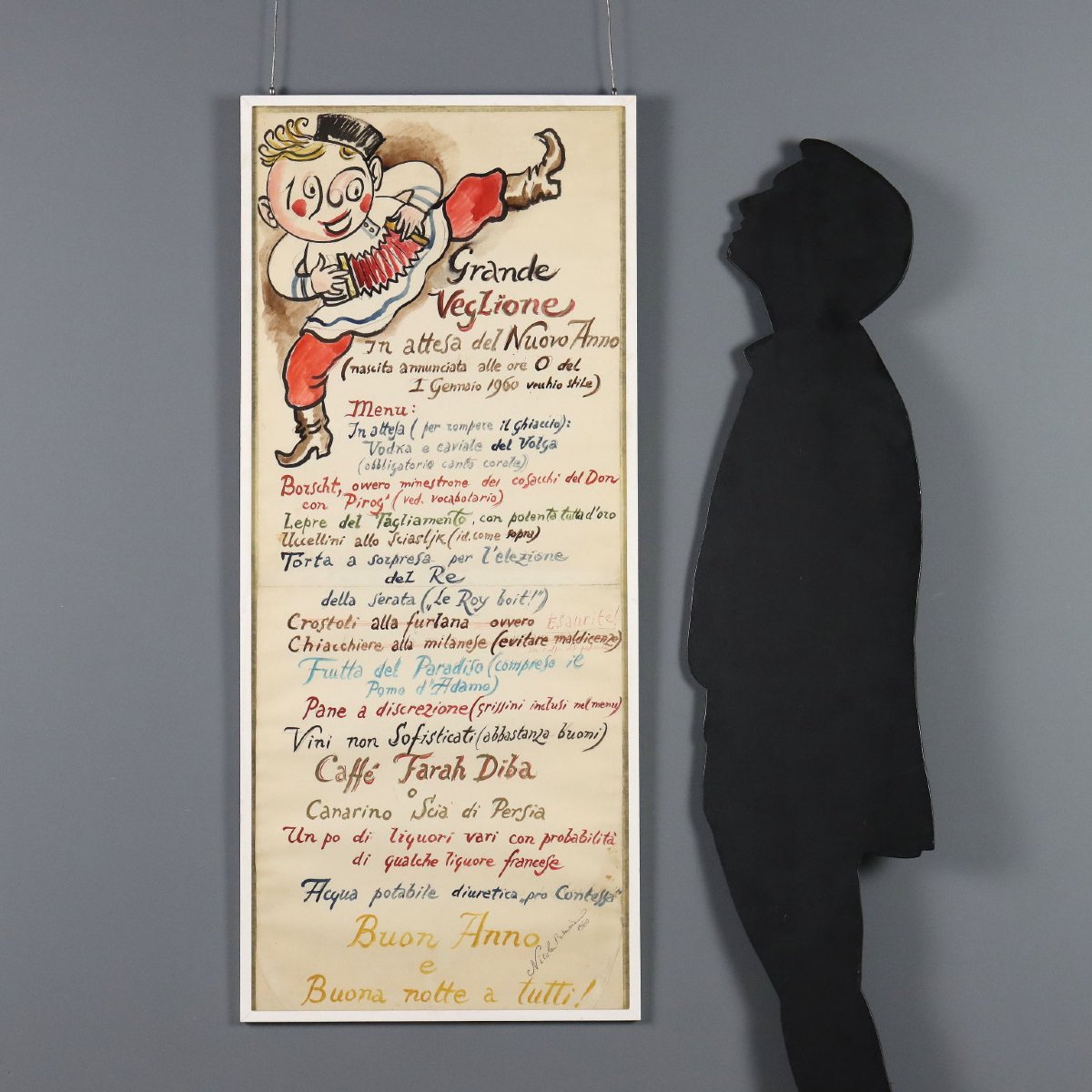 Dessin Moderne Signé Nicola Benois Grande Fête du Nouvel An 1960-photo-2