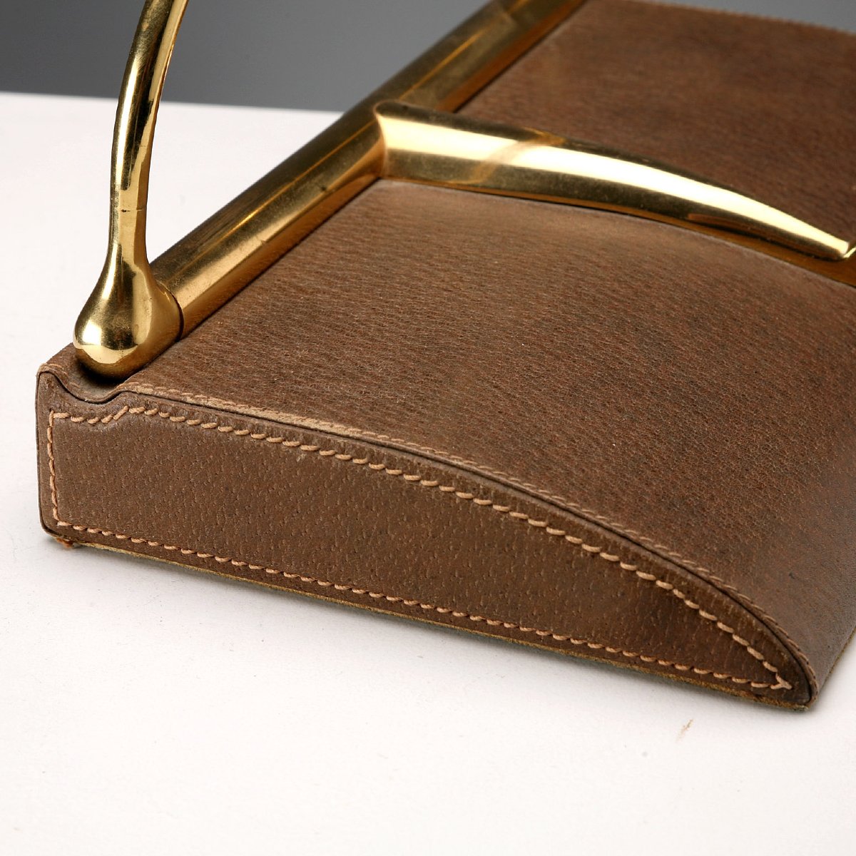 Serre-Livres Gucci Vintage Cuir Laiton Design Italie Années 70 Originaux-photo-4