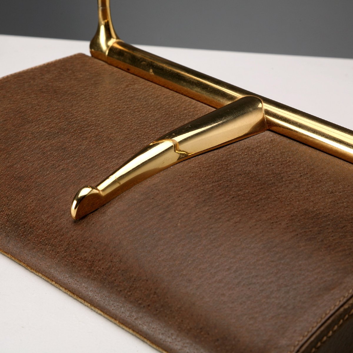 Serre-Livres Gucci Vintage Cuir Laiton Design Italie Années 70 Originaux-photo-2